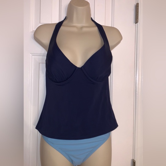 Victorias secret navy blue halter top bathing suit (top only) size 36DD - Picture 2 of 13